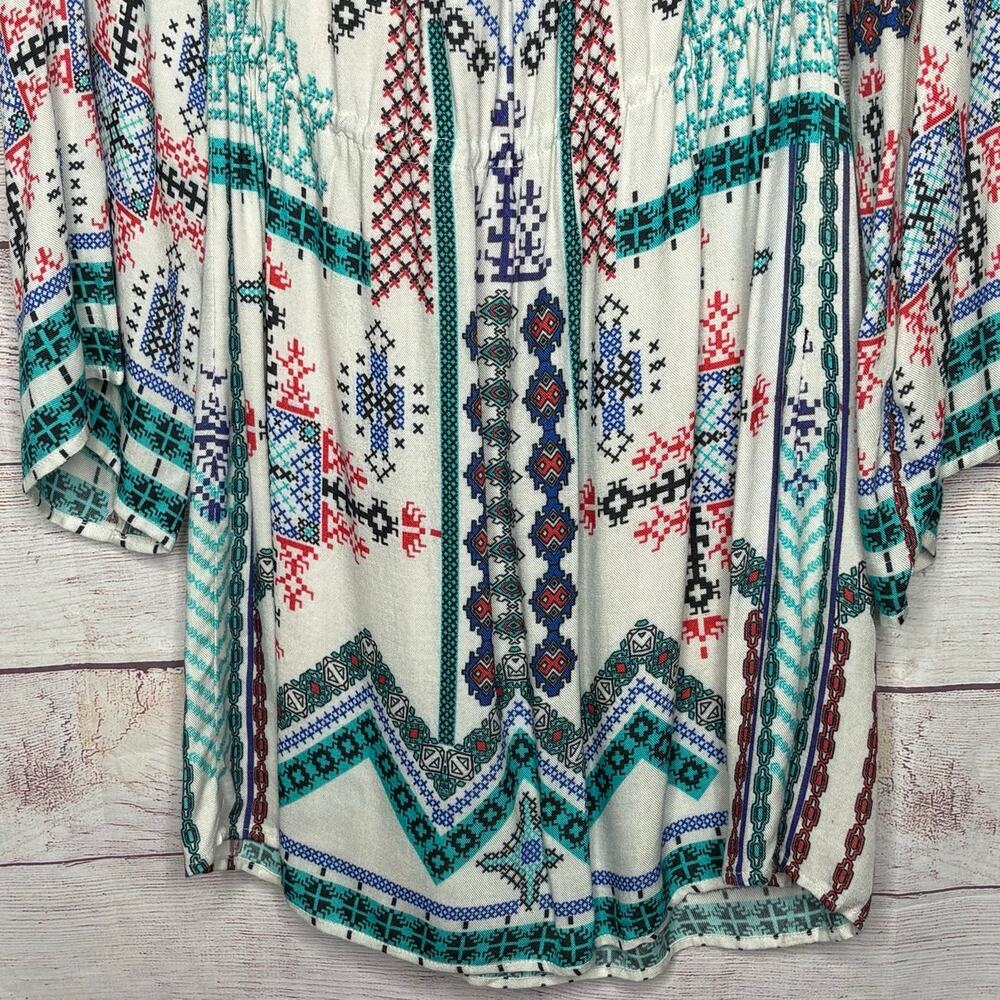 Hemant & Nandita Boho Off Sholder Embroidered Tassel Smocked Mini Dress Medium - Picture 12 of 15